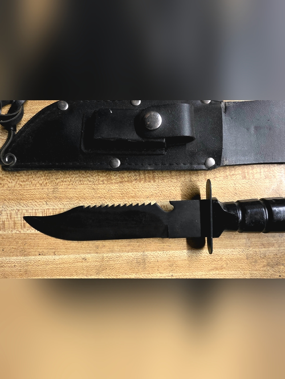 Black Tactical Bowie Knife with Sheath